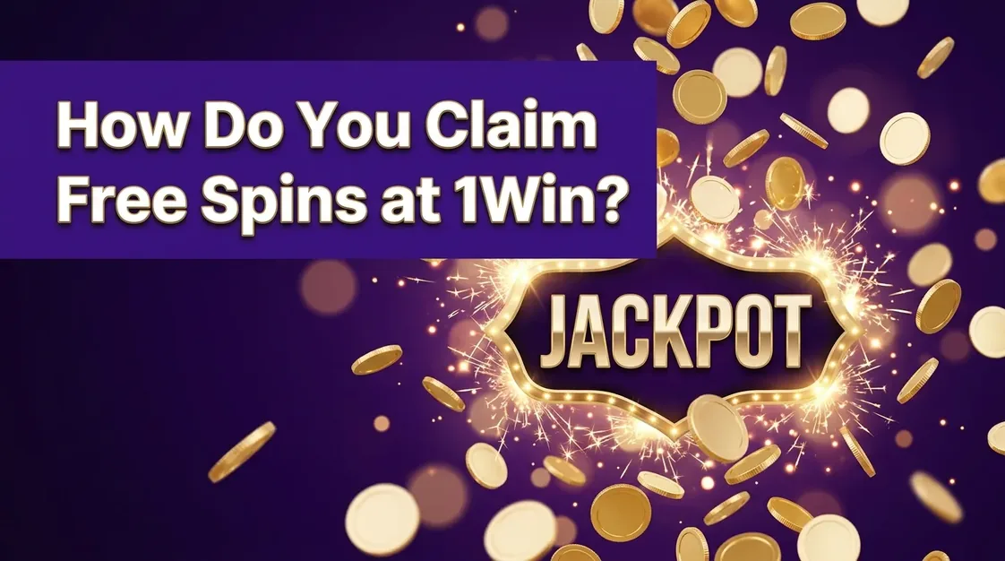 Burst of gold coins and sparks illustrating how to claim free spins at 1Win.